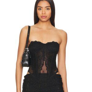 NEW I.AM.GIA Demie Corset Black Lace Strapless Crop Top